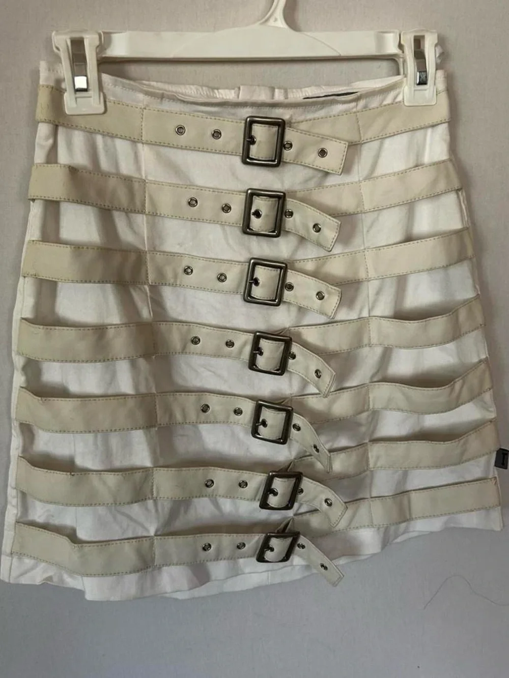 Tripp NYC White Buckle Mini Skirt XS Punk Mall Goth Y2K Rare Alternative
